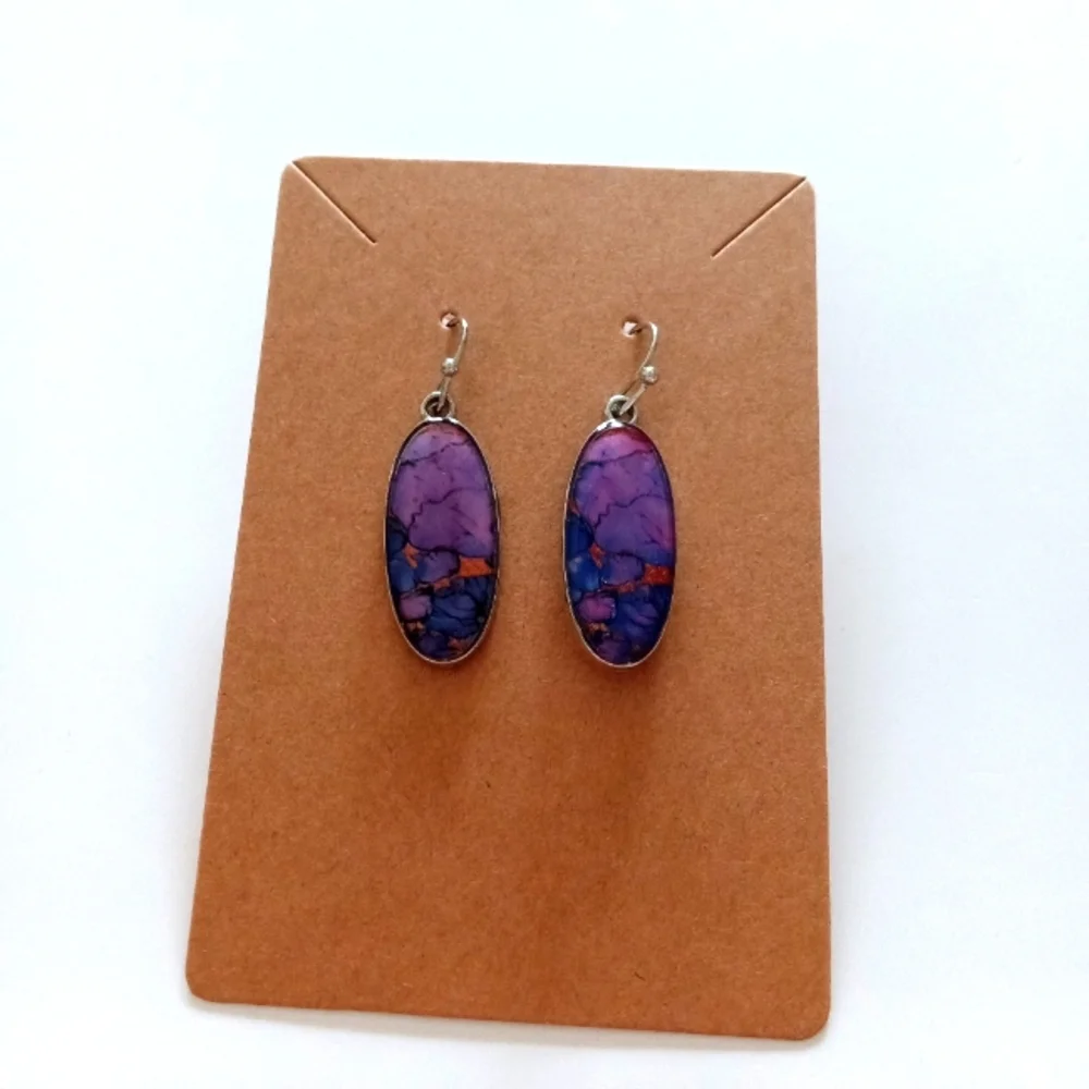 Purple and Blue Dangle Earrings - Picture 1 of 6